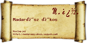 Madarász Ákos névjegykártya